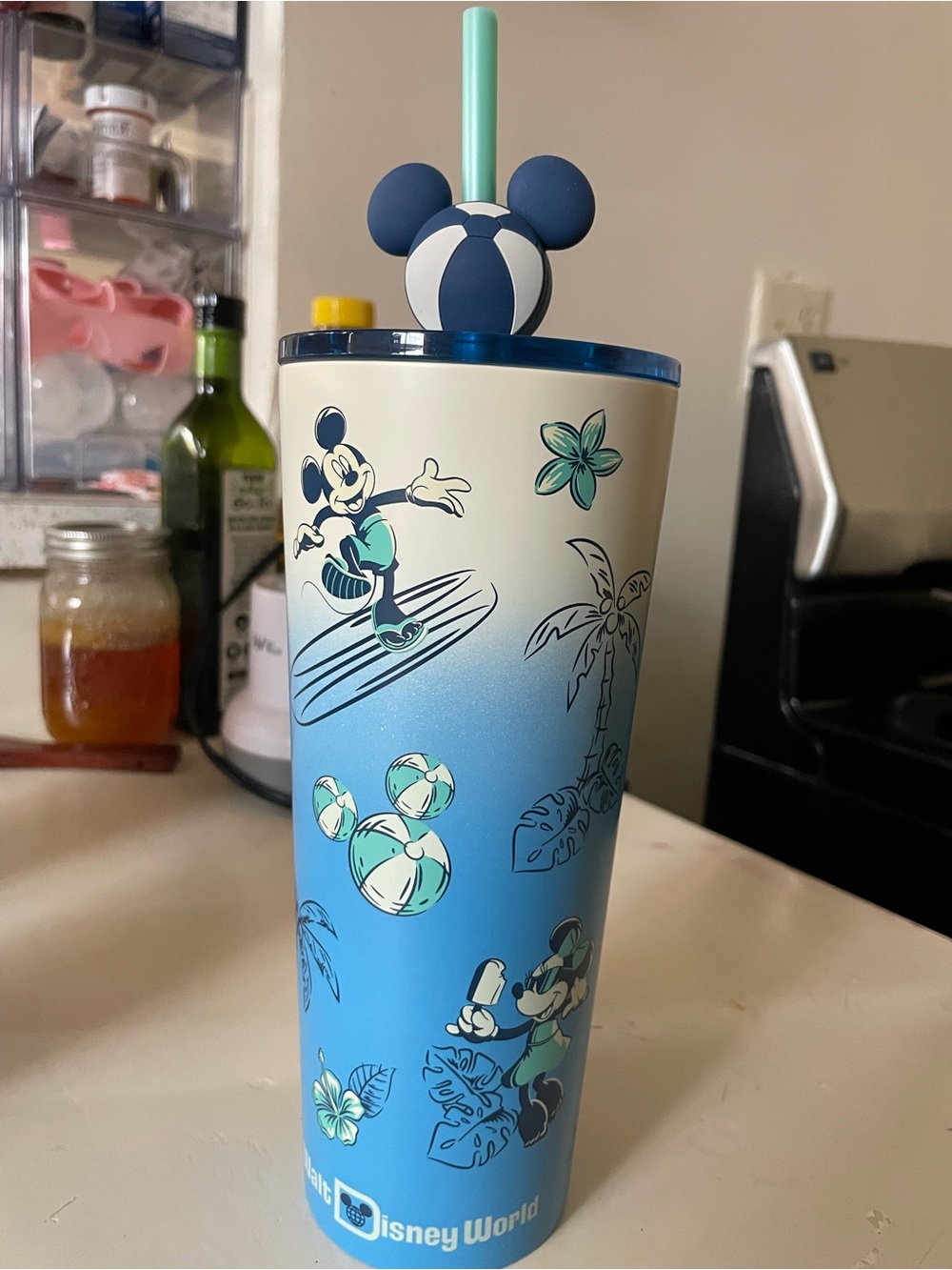 Starbucks Blue Gradient Disney Surf Tumbler with Mickey Straw Topper
